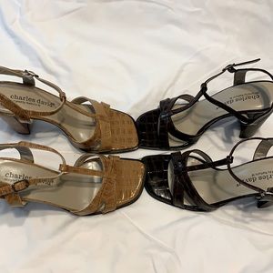2 pairs of Charles David sandals, used.